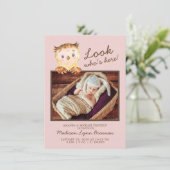 Owl Look Who Here Girls写真誕生のお知らせ 案内状 (スタンド正面)