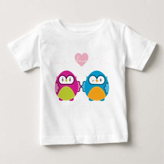 OWL LOVE ::明るい女の子+少年 ベビーTシャツ (正面)