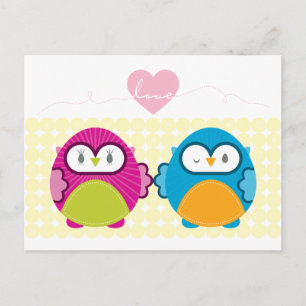 OWL LOVE ::明るい女の子+少年 ポストカード