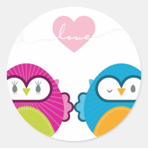 OWL LOVE ::明るい女の子+少年 ラウンドシール