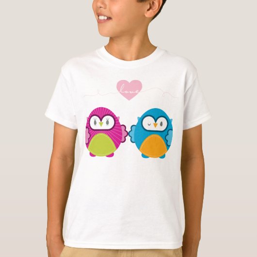 OWL LOVE :：明るい女の子+少年 Tシャツ (正面)