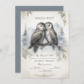 Owl Love 素朴 RSVP ノートカード (正面/裏面)