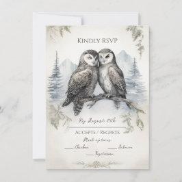 Owl Love 素朴 RSVP ノートカード