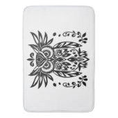 Owl Lovers Rustic Woodlands Black White Bohemian バスマット (正面縦)
