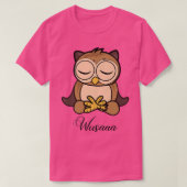 Owl meditation sunflower Breathe Deep wusaaa calm  Tシャツ (デザイン正面)