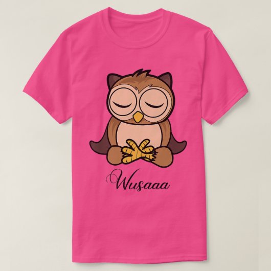 Owl meditation sunflower Breathe Deep wusaaa calm  Tシャツ (デザイン正面)