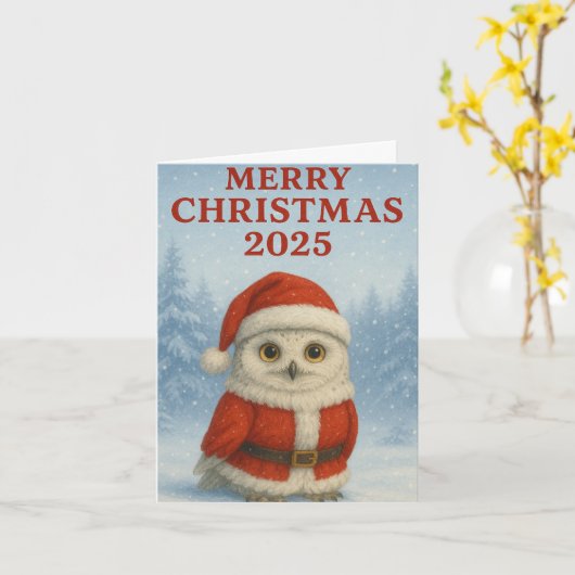 Owl Merry Christmas  カード (黄色い花)