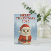 Owl Merry Christmas  ポストカード (スタンド正面)