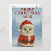 Owl Merry Christmas  ポストカード (正面/裏面)