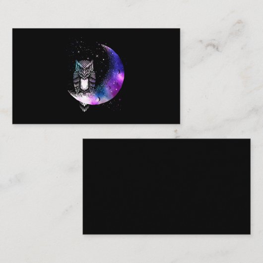 Owl Moon Galaxy Bird Crescent 名刺 (正面/裏面)
