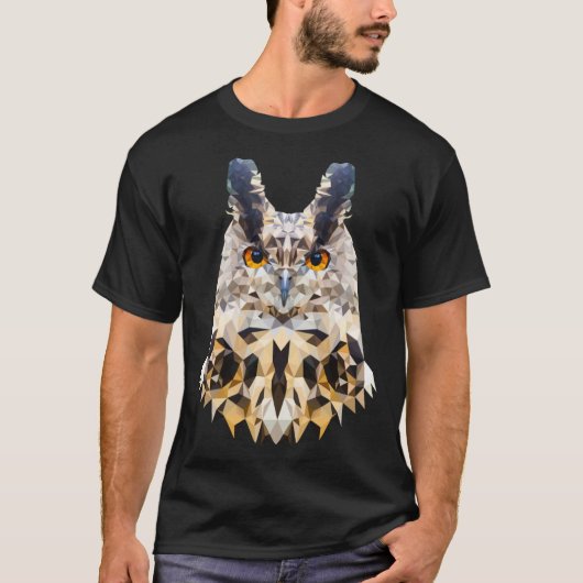 Owl Motive  Proud Owl in Polygon Style  WPAP Owl P Tシャツ (正面)