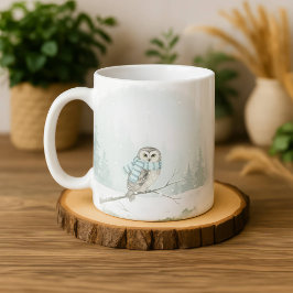 Owl Mug Watercolor Winter Christmas Gift Cute Fore コーヒーマグカップ