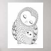 Owl Nursery Art Poster Black & White Owl Print ポスター (正面)