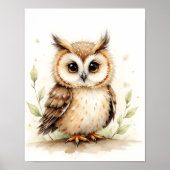 Owl Nursery Wall Art – Woodland Baby Room  ポスター (正面)