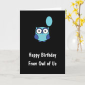 Owl of Us パーソナライズされた Blue Owl誕生日 カード (黄色い花)