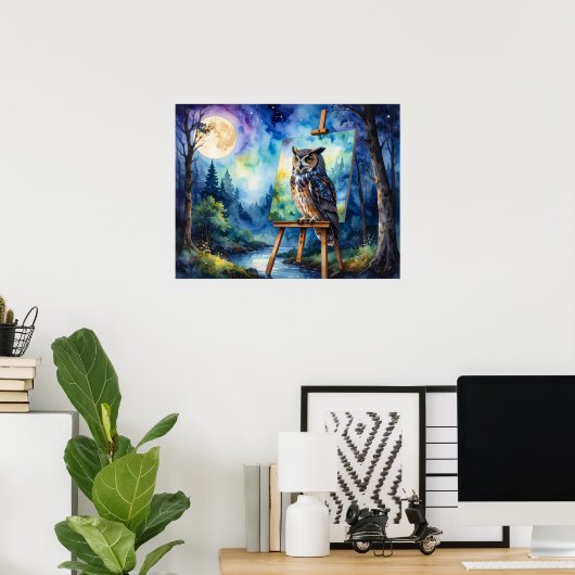 Owl Painting ポスター (ホームオフィス)