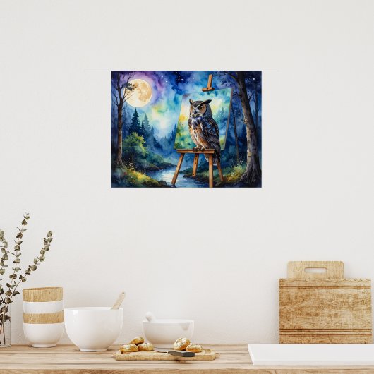 Owl Painting ポスター (キッチン)