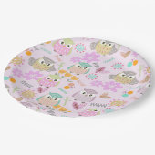 Owl Pastel Pink   ペーパープレート (アングル)