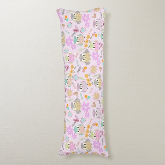 Owl Pastel Pink ボディピロー (正面縦)