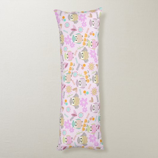 Owl Pastel Pink ボディピロー (裏面 (縦))