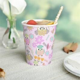 Owl Pastel Pink   紙コップ