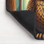 Owl perched on a tree log in a forest マウスパッド (コーナー)