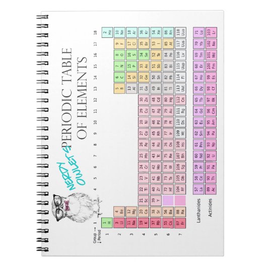 Owl Periodic Table of Elements Notebook ノートブック (正面)