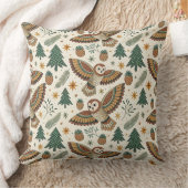Owl Pine Trees Cones Stars  Nature Warm  クッション (ブランケット)
