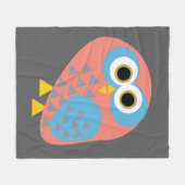 Owl Pop Art フリースブランケット (正面(横))