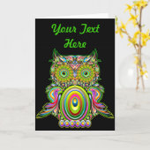 Owl Popartのサイケデリックグリーティングカード カード (黄色い花)