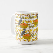 Owl & Pumpkin Harvest" Coffee Mug  コーヒーマグカップ (正面左)