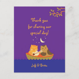 Owl & Pussycat Storybook結婚's (Purple and Blue) サンキューカード