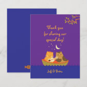 Owl & Pussycat Storybook結婚's (Purple and Blue) サンキューカード (正面/裏面)