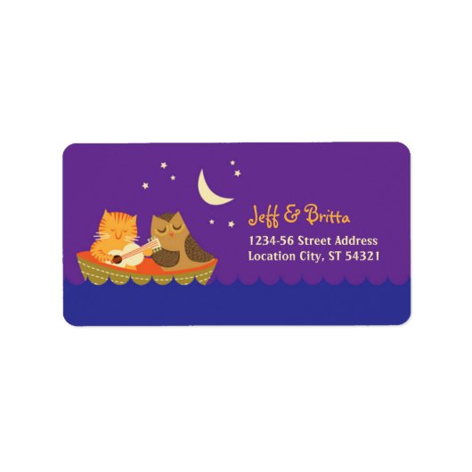 Owl & Pussycat Storybook結婚's (Purple and Blue) ラベル (正面)