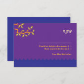 Owl & Pussycat Storybook結婚's (Purple and Blue) 出欠カード (正面/裏面)