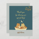 Owl & Pussycat Storybook 結婚's (Sea Blue) サンキューカード (正面/裏面)