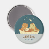 Owl & Pussycat Storybook 結婚's (Sea Blue) マグネット (正面/裏面)