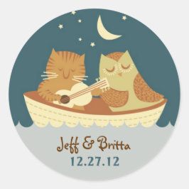 Owl & Pussycat Storybook 結婚's (Sea Blue) ラウンドシール