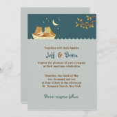 Owl & Pussycat Storybook 結婚's (Sea Blue) 招待状 (正面/裏面)