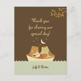 Owl & Pussycat Storybook's 結婚 (Blue and Brown) サンキューカード