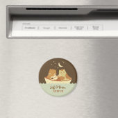 Owl & Pussycat Storybook's 結婚 (Blue and Brown) マグネット (インサイチュ (食洗機))