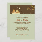 Owl & Pussycat Storybook's 結婚 (Blue and Brown) 招待状 (正面/裏面)