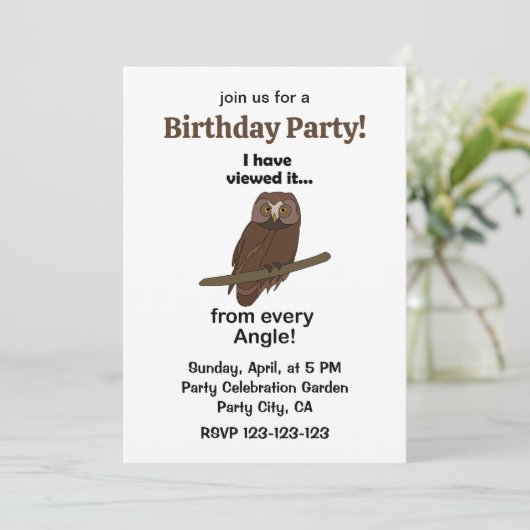 Owl Quote: I Have Viewed It from Every Angle Funny 招待状 (スタンド正面)