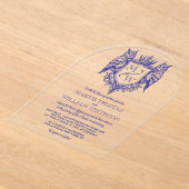 Owl Royal Crest Monogram Arch Wedding Invitation アクリル招待状 (レイダウン)