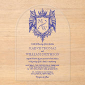 Owl Royal Crest Monogram Arch Wedding Invitation アクリル招待状 (正面)