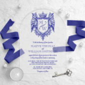 Owl Royal Crest Monogram Arch Wedding Invitation アクリル招待状