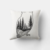 Owl Silhouette with Forest Scene クッション (裏面)
