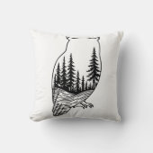 Owl Silhouette with Forest Scene クッション (正面)