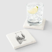 Owl Silhouette with Forest Scene ストーンコースター (横)