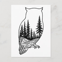 Owl Silhouette with Forest Scene ポストカード